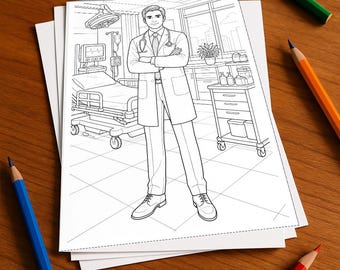 Krankenhaus Malbuch Kinder – 100 Ausmalbilder – gedruckt+lose E1/B3 (DIN-A4) – Geschenk, Beschäftigung, Adventskalender, Geburtstag