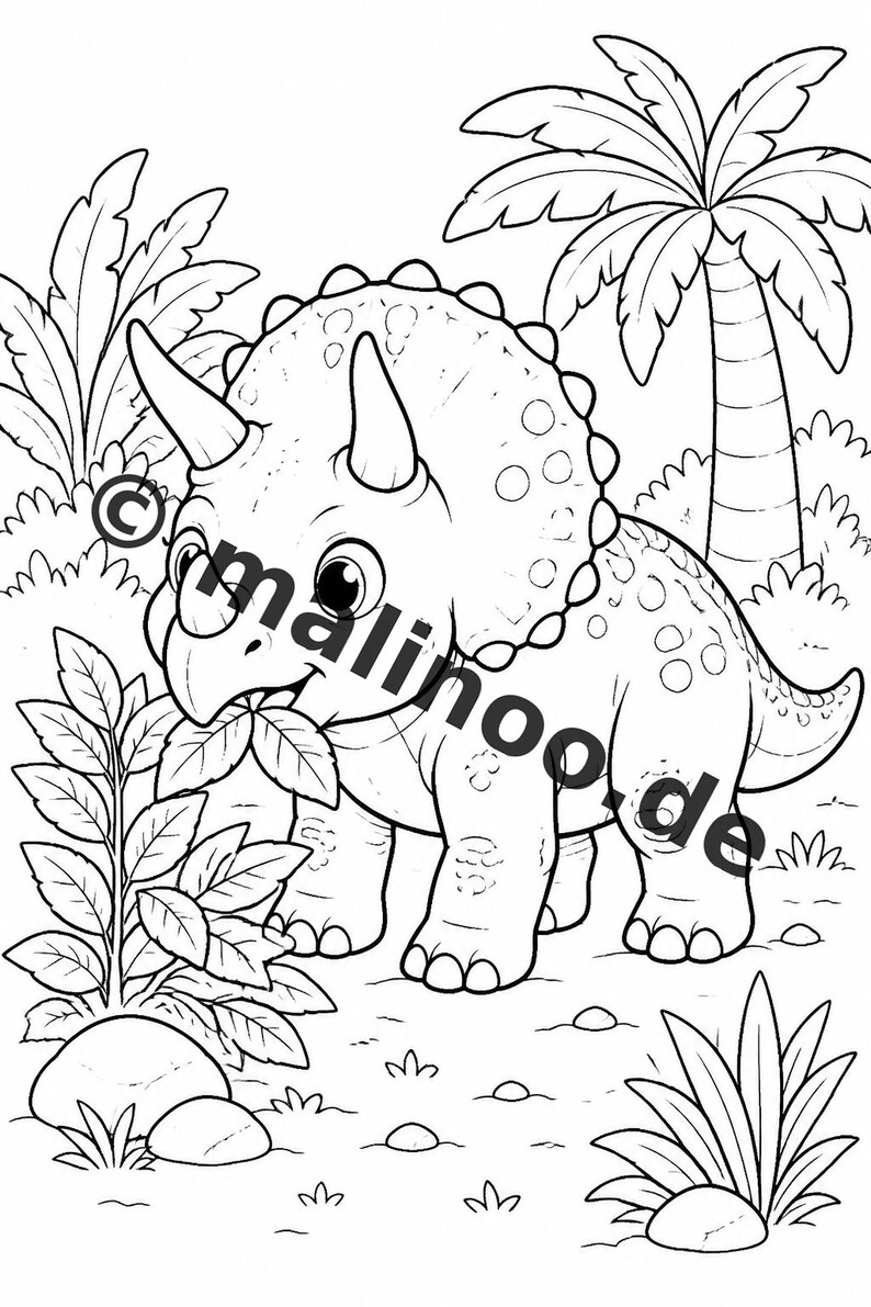 Baby Dinosaurs Coloring Book for Kids – 100 Coloring Pages – PDF Download E1/B3 (DIN-A4) – Gift, Activity, Advent Calendar, Birthday image 5