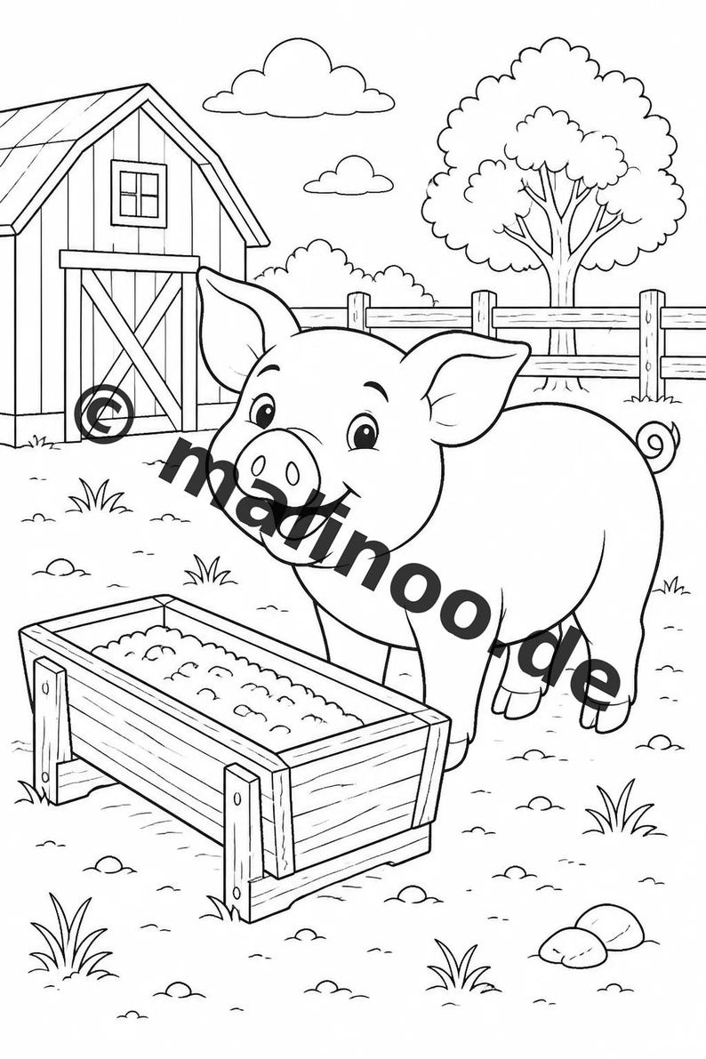 Livro de colorir de animais da fazenda para crianças – 20 páginas para colorir – Download em PDF E1/B3 (DIN-A4) – Lembrancinha de festa, presente, aniversário infantil, lembrancinha de festa imagem 5