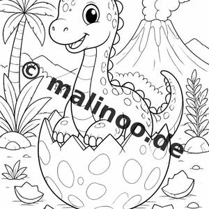 Målarbok med dinosaurier i PDF-format, digital nedladdning – 20 målarbilder för barn – Bok 01 Utgåva 1 (DIN A4) bild 10