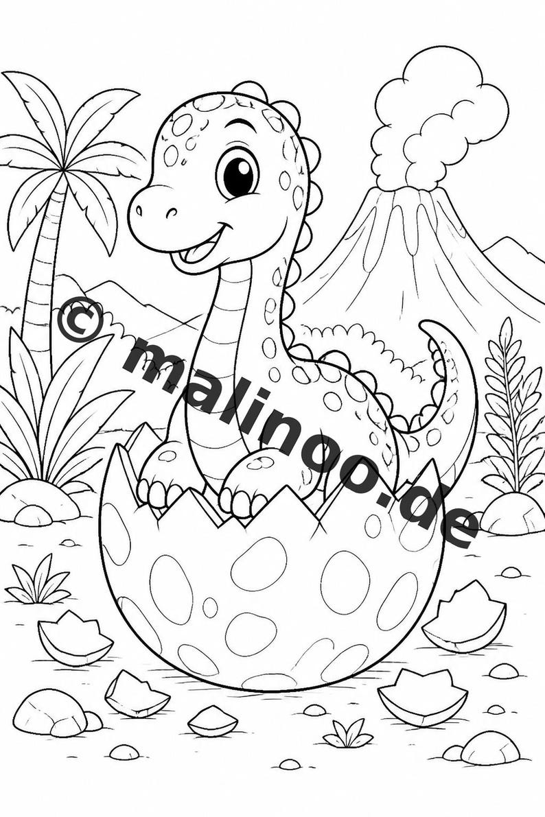 Målarbok med dinosaurier i PDF-format, digital nedladdning – 20 målarbilder för barn – Bok 01 Utgåva 1 (DIN A4) bild 10