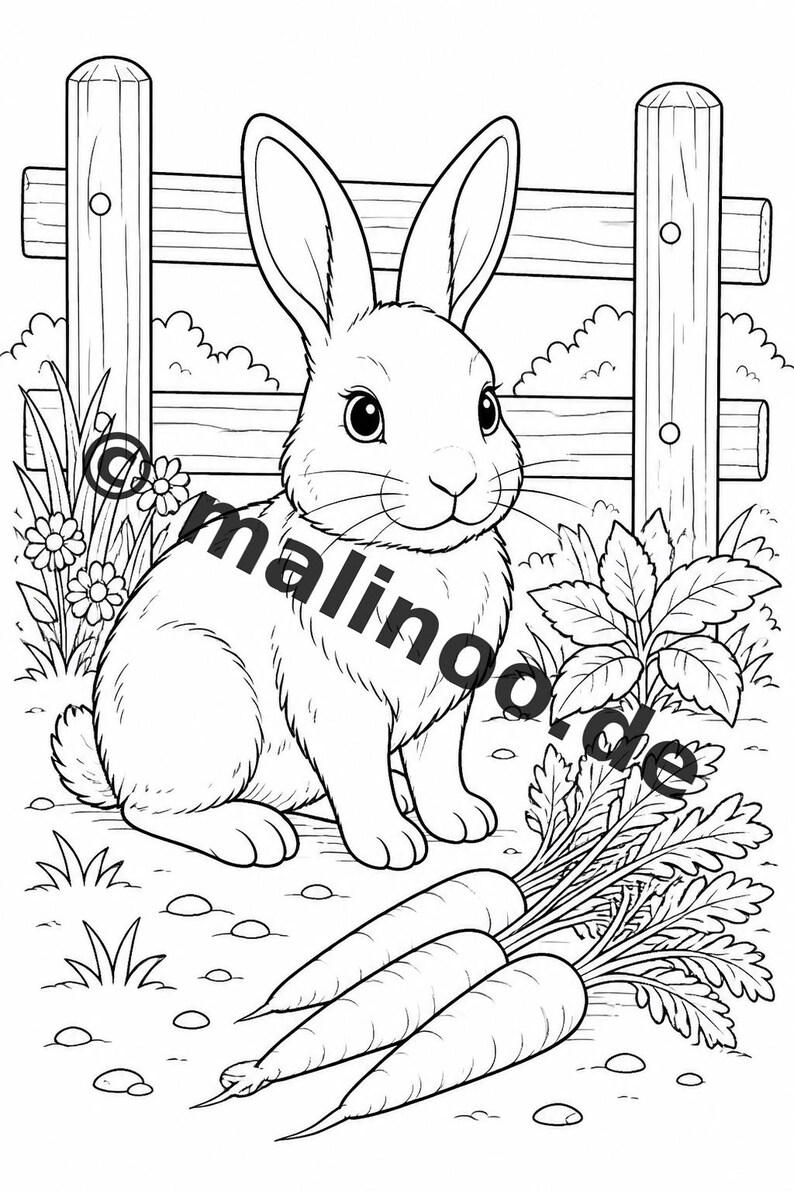 Målarbok med bondgårdsmotiv, PDF, digital nedladdning – 50 målarbilder för barn – Volym 2, Utgåva 1 (DIN-A4) bild 15