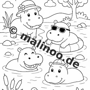 Hippopotamus Activity Sheets for ages 4 and up – 100 pages of puzzles – Materials for teachers, art classes and independent work (PDF) E1 image 5