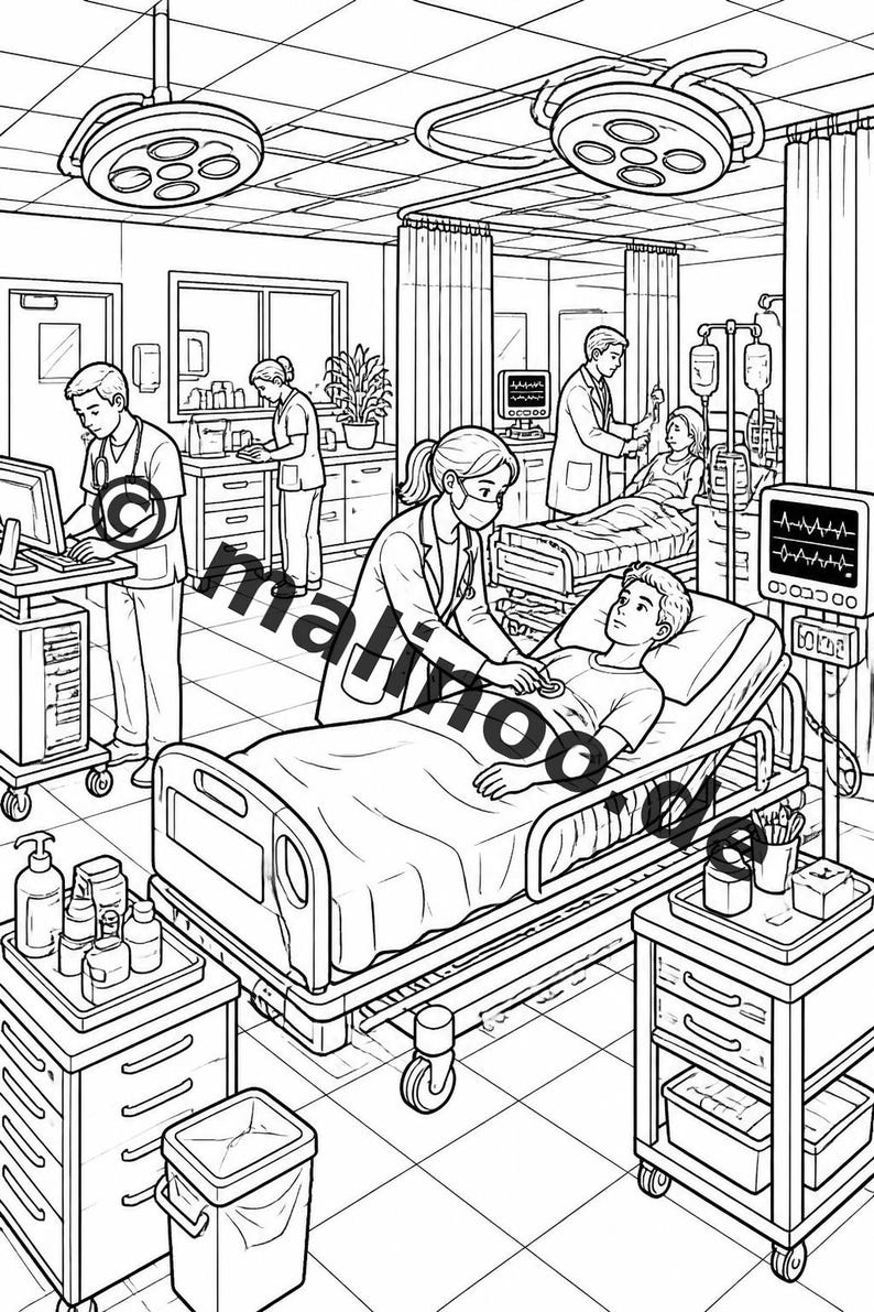 Hospital Coloring Book PDF Download Digital – 20 Coloring Pages for Children – Book 01 Edition 1 (DIN-A4) image 20