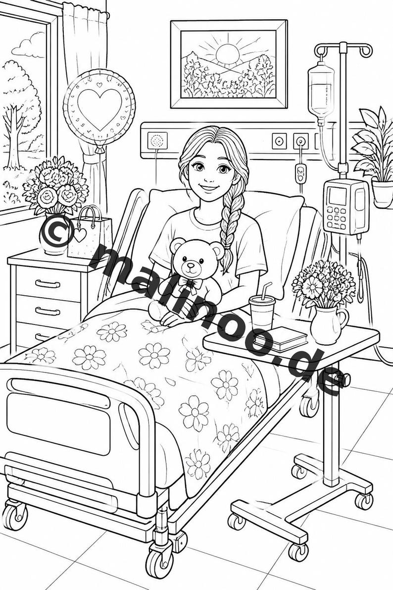 Hospital Coloring Book PDF Download Digital – 20 Coloring Pages for Children – Book 01 Edition 1 (DIN-A4) image 10