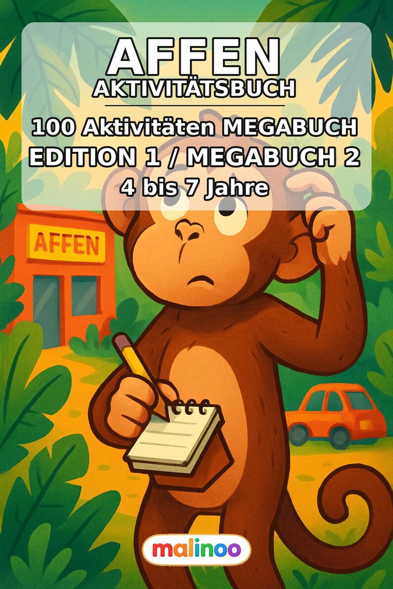 Last-minute gift as an instant download for printing: Monkey puzzle book with 100 puzzle and activity pages (PDF) E1 image 2