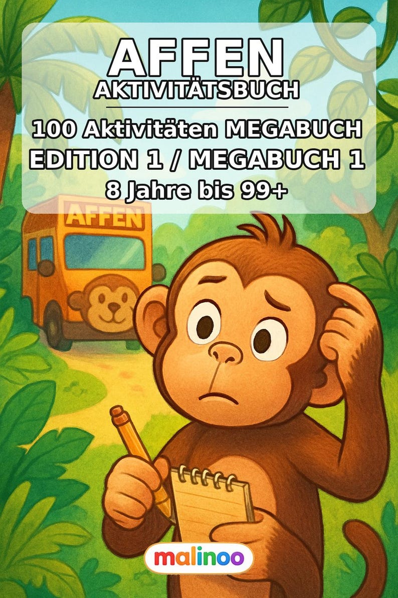 Werkbladen met apenthema voor kinderen vanaf 8 jaar – Direct te downloaden als PDF – Lastminute cadeau – 100 pagina's E1 afbeelding 2