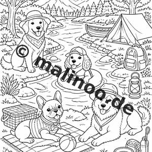 Hunde Malbuch Kinder – 100 Ausmalbilder – PDF Download E1/B1 (DIN-A4) – Geschenk, Beschäftigung, Adventskalender, Geburtstag Bild 4