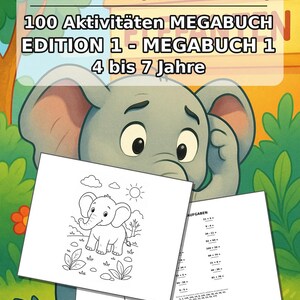 Elephant Activity Book for Children – 100 Puzzle and Activity Pages – Printed + Loose E1/B1 (DIN A4) – Gift, Activity, Advent Calendar image 2