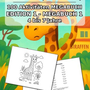 Giraffaktivitetsbok för barn – 100 pussel- och aktivitetssidor – Tryckt + Lös E1/B1 (DIN A4) – Present, Aktivitet, Adventskalender bild 2