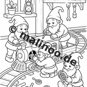 Heinzelmännchen Malbuch Kinder – 100 Ausmalbilder – PDF Download E1/B1 (DIN-A4) – Geschenk, Beschäftigung, Adventskalender, Geburtstag Bild 12