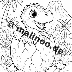 Libro para colorear de dinosaurios bebés en formato PDF (descarga digital): 20 páginas para colorear para niños – Libro 01 Edición 1 (DIN A4) imagen 3