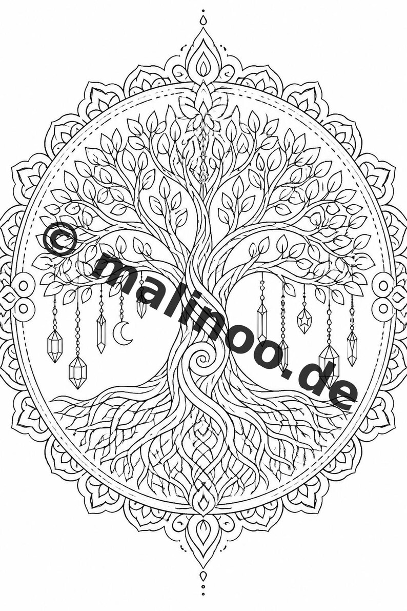Mandalas kleurboek voor kinderen – 20 kleurplaten – PDF-download E1/B2 (DIN-A4) – Feestartikel, cadeau, kinderfeestje, gastgeschenk afbeelding 13