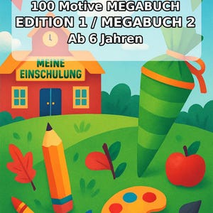My First Day of School Creative Coloring Book for Ages 6 and Up – 100 Pictures to Color – Gift for Siblings on Birth (PDF) E2 image 2