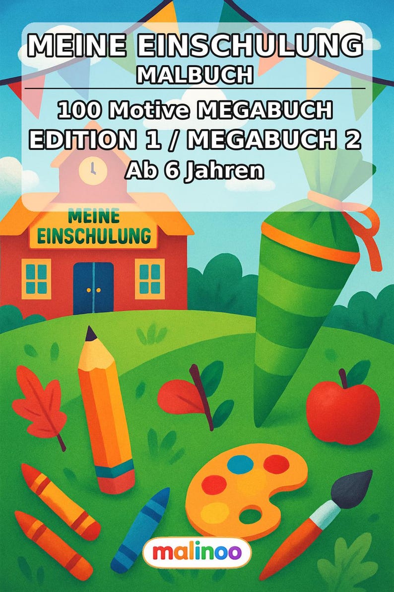 My First Day of School Creative Coloring Book for Ages 6 and Up – 100 Pictures to Color – Gift for Siblings on Birth (PDF) E2 image 2
