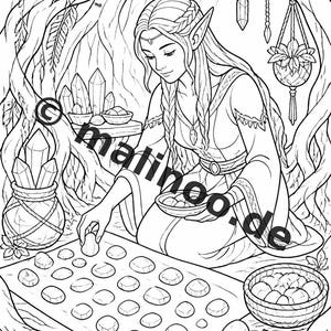 Children's table for weddings, baptisms and communions: Elf coloring book as a PDF with 100 coloring pages E2 image 5