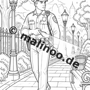 Libro para colorear de policías, impreso, sin encuadernar – 20 páginas para colorear para niños – Libro 01 Edición 1 (DIN A4) imagen 5