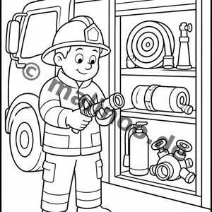 Feuerwehr Comic-Style Malbuch zum Ausmalen für Kinder – ruhige Beschäftigung für Regentage zu Hause – 50 Ausmalbilder (DIN-A4) E2/B1-2 afbeelding 9