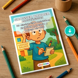 Großer Bruder Beschäftigungsblätter für Kinder – Beschäftigung gegen Langeweile an Regentagen – 20 Rätsel- und Aktivitätsseiten (PDF) E1/B1 Bild 1