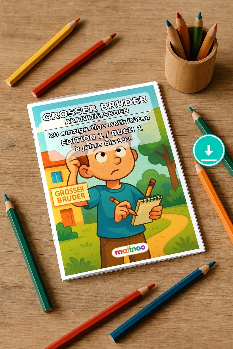 Großer Bruder Beschäftigungsblätter für Kinder – Beschäftigung gegen Langeweile an Regentagen – 20 Rätsel- und Aktivitätsseiten (PDF) E1/B1 Bild 1