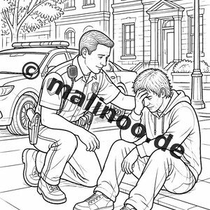 Police Coloring Book PDF Download Digital – 20 Coloring Pages for Children – Book 02 Edition 1 (DIN-A4) image 6