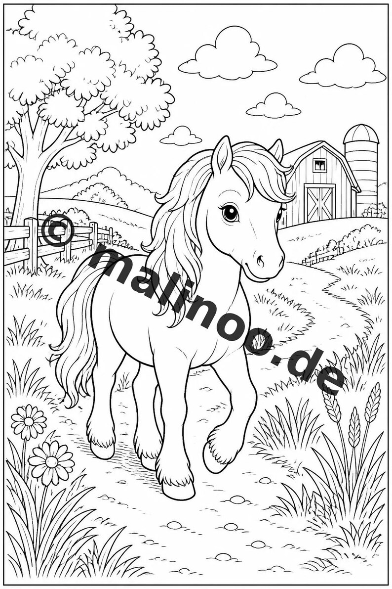 Bauernhof Malbuch PDF Download digital – 20 Ausmalbilder für Kinder – Buch 01 Edition 1 (DIN-A4) Bild 10
