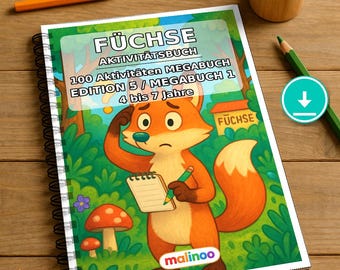 Vossenactiviteitenboek voor kinderen – 100 puzzel- en activiteitenpagina's – PDF-download E1/B1 (DIN-A4) – Cadeau, activiteitenboek, adventskalender