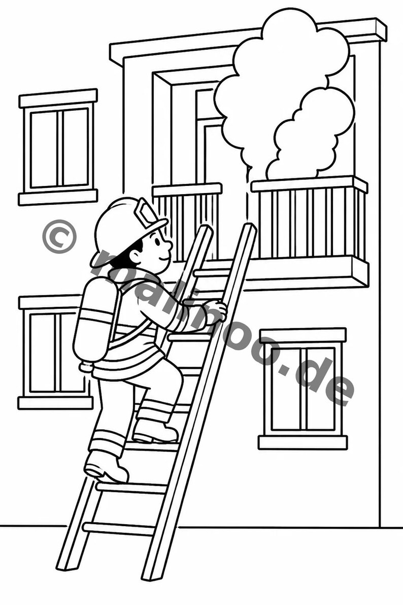 Feuerwehr Comic-Style Malbuch zum Ausmalen für Kinder – ruhige Beschäftigung für Regentage zu Hause – 50 Ausmalbilder (DIN-A4) E2/B1-2 afbeelding 10
