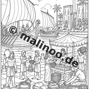 Ägypten Malbuch Kinder – 100 Ausmalbilder – PDF Download E1/B4 (DIN-A4) – Geschenk, Beschäftigung, Adventskalender, Geburtstag Bild 11