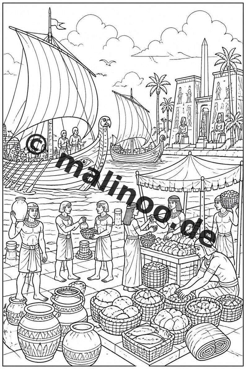 Ägypten Malbuch Kinder – 100 Ausmalbilder – PDF Download E1/B4 (DIN-A4) – Geschenk, Beschäftigung, Adventskalender, Geburtstag Bild 11
