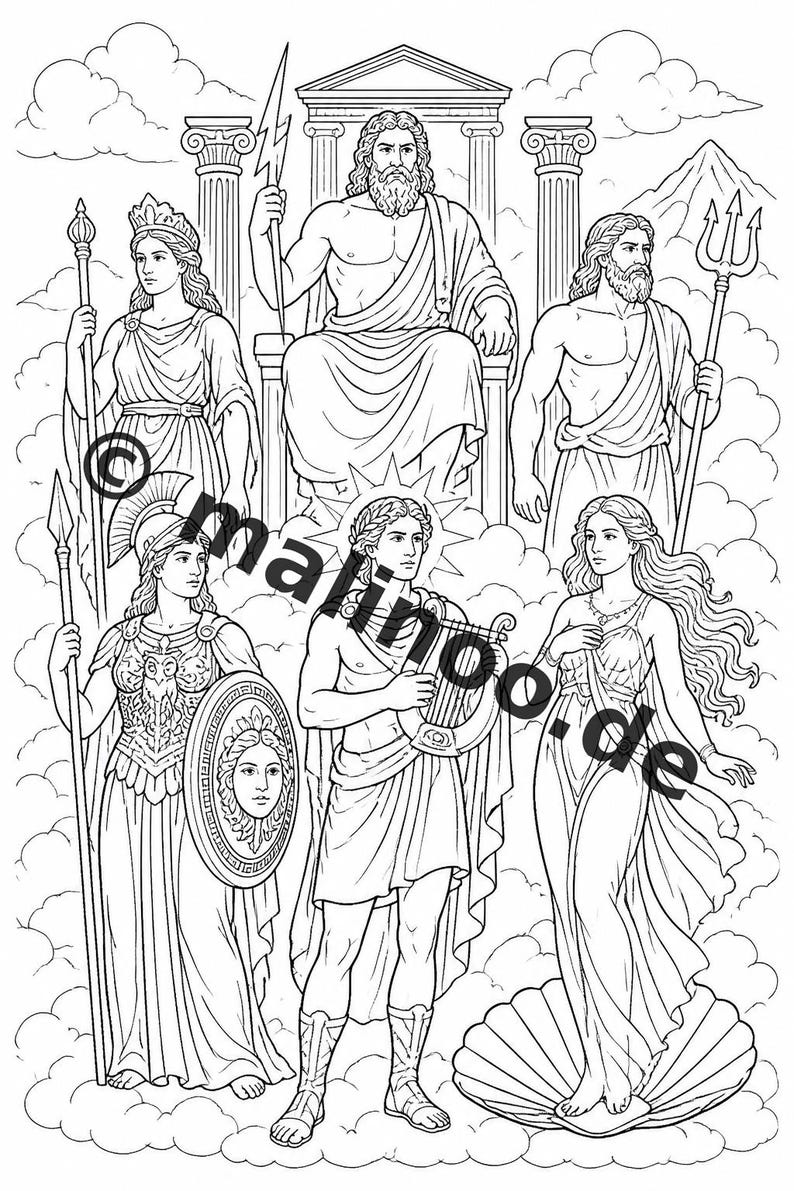 Greece Coloring Book for Kids – 50 Coloring Pages – PDF Download E1/B1 (DIN-A4) – Gift, Travel Activity, Birthday, Activity image 9