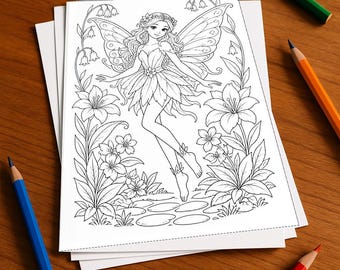 Feen Malbuch gedruckt, ungebunden – 100 Ausmalbilder für Kinder – MEGABUCH 05 Edition 1 (DIN-A4)