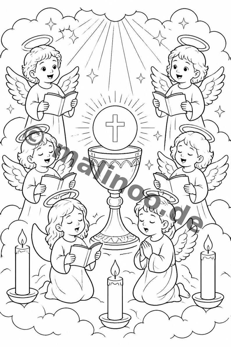 Communion coloring pages for children – Copy templates for daycare centers, after-school programs and childminders – 100 coloring pages (PDF) E1 image 11