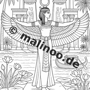 Ägypten Malbuch Kinder – 100 Ausmalbilder – PDF Download E1/B4 (DIN-A4) – Geschenk, Beschäftigung, Adventskalender, Geburtstag Bild 4