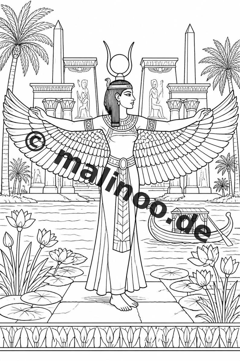 Ägypten Malbuch Kinder – 100 Ausmalbilder – PDF Download E1/B4 (DIN-A4) – Geschenk, Beschäftigung, Adventskalender, Geburtstag Bild 4