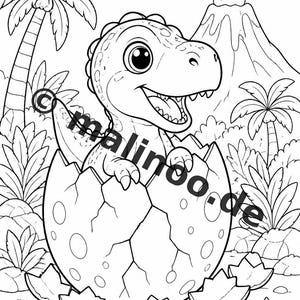 Baby-Dinosaurier Malbuch gedruckt, ungebunden – 100 Ausmalbilder für Kinder – MEGABUCH 01 Edition 1 (DIN-A4) Bild 3
