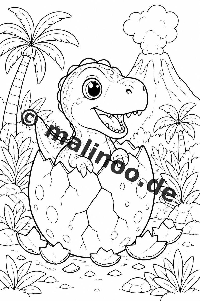 Baby-Dinosaurier Malbuch gedruckt, ungebunden – 100 Ausmalbilder für Kinder – MEGABUCH 01 Edition 1 (DIN-A4) Bild 3