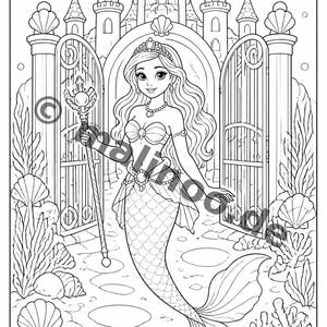 Livre de coloriage et de dessin de sirènes pour enfants – Activité pour les salles d'attente, les cabinets médicaux et les restaurants – 100 pages à colorier (format A4) E3 image 6