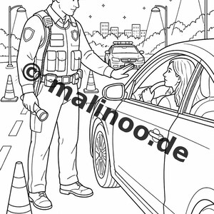 Livro de colorir policial para crianças – 50 páginas para colorir – Download em PDF E1/B5 (DIN-A4) – Presente, atividade para viagens, aniversário, diversão garantida imagem 17