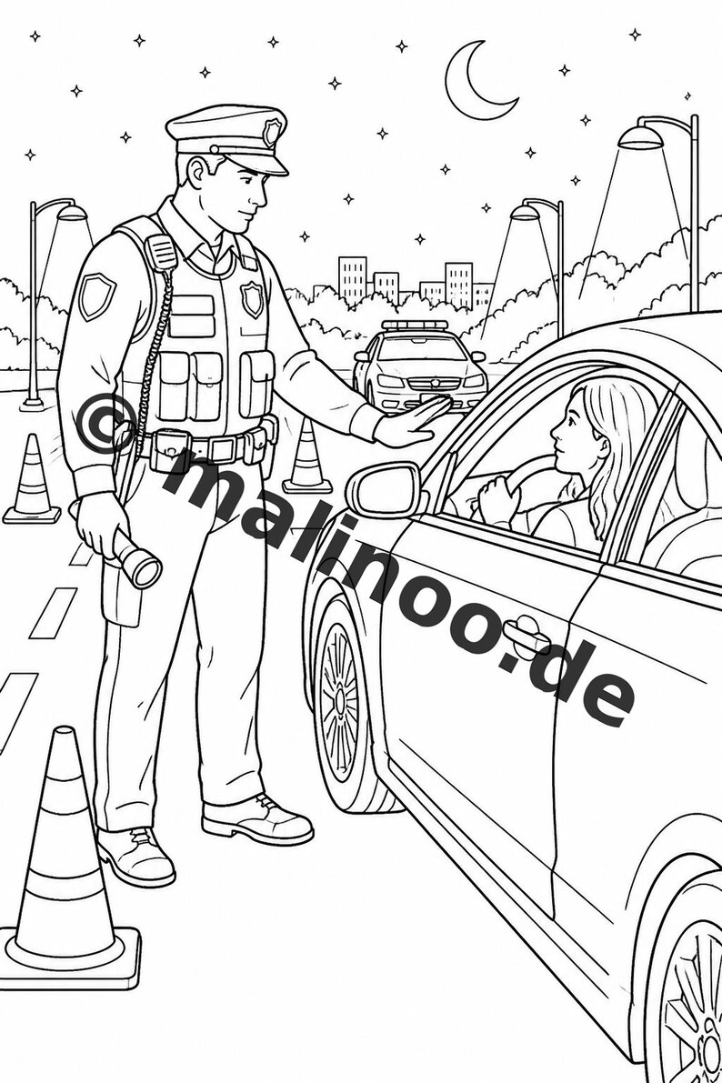 Livro de colorir policial para crianças – 50 páginas para colorir – Download em PDF E1/B5 (DIN-A4) – Presente, atividade para viagens, aniversário, diversão garantida imagem 17