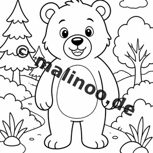 Berenkleurboek voor kinderen – 100 kleurplaten – PDF-download E1/B2 (DIN-A4) – Cadeau, activiteit, adventskalender, verjaardag afbeelding 4