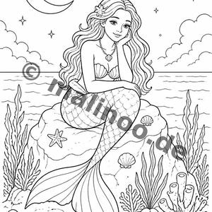 Gift idea for grandchildren and godchildren: Mermaid coloring book with 100 coloring pages (DIN A4) E6 image 10