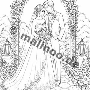 Livre de coloriage créatif sur le thème du mariage pour enfants – Idée cadeau pour petits-enfants et filleuls – 20 pages à colorier (PDF) E1/B5 image 3