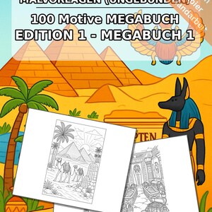 Livro de colorir do Egito, impresso, sem encadernação – 100 páginas para colorir para crianças – MEGA BOOK 01 Edição 1 (DIN A4) imagem 2