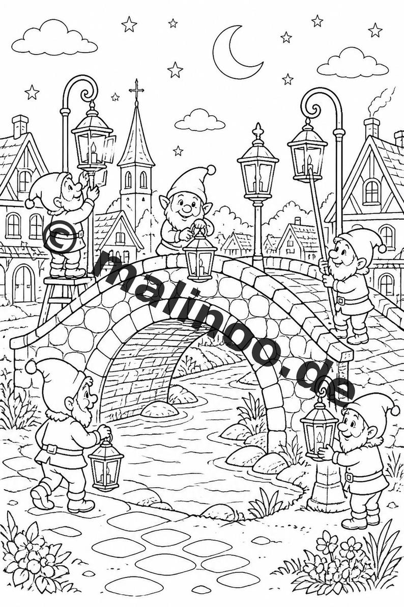 Elf Coloring Book for Children – 20 Coloring Pages – Printed and Bound E1/B1 (DIN-A5) – Party Favor, Gift, Children's Birthday Party, Guest Gift image 7
