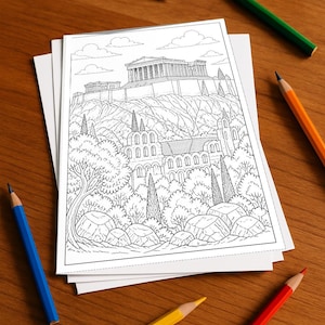 Greece Coloring Book, printed, unbound – 100 coloring pages for children – MEGA BOOK 03 Edition 1 (DIN A4)