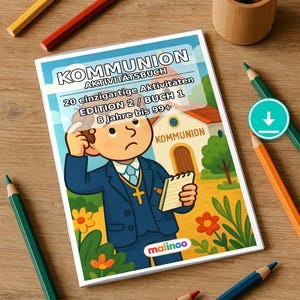 Libro di puzzle per la Prima Comunione da stampare per bambini – Attività per le vacanze e il campeggio – 20 pagine di puzzle e attività (PDF) E1/B2 immagine 1