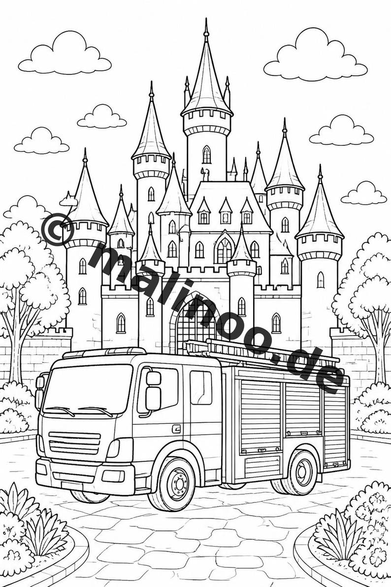 Firefighter Coloring Book PDF Download Digital – 20 Coloring Pages for Children – Book 02 Edition 1 (DIN-A4) image 15