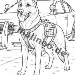 Libro para colorear de policías para niños: un descanso creativo sin pantallas – 20 páginas para colorear (DIN A5) E1/B1-5 imagen 19