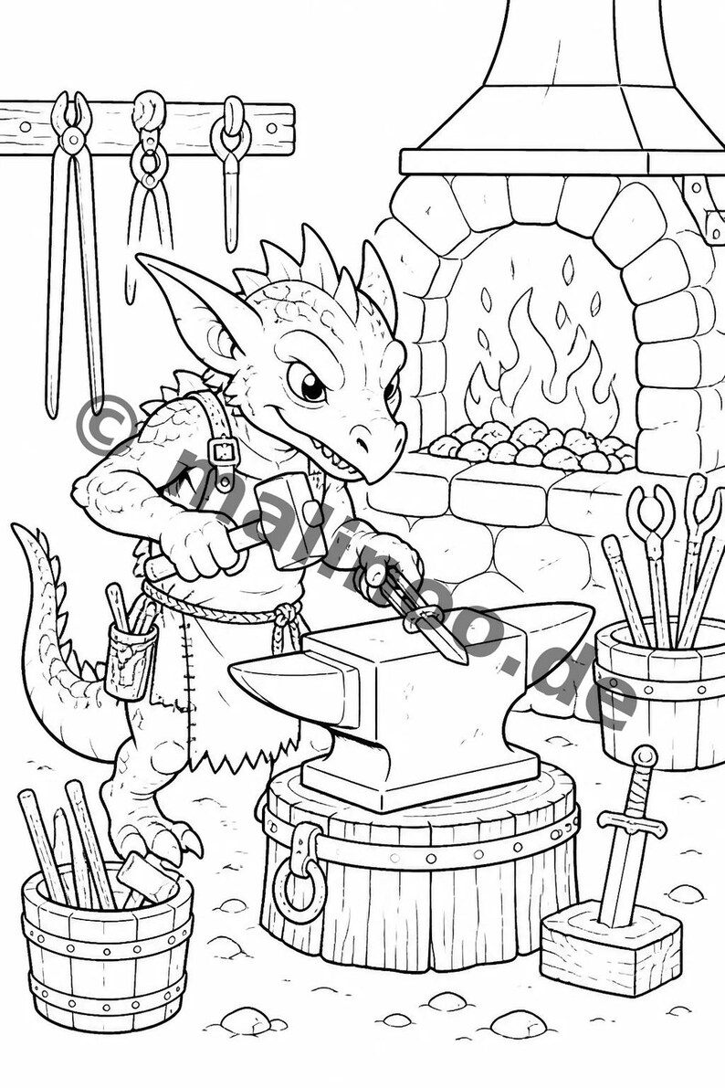 Goblin Coloring Book for Children – Gift Idea for Grandchildren and Godchildren – 100 Coloring Pages (DIN A4) E4 image 5